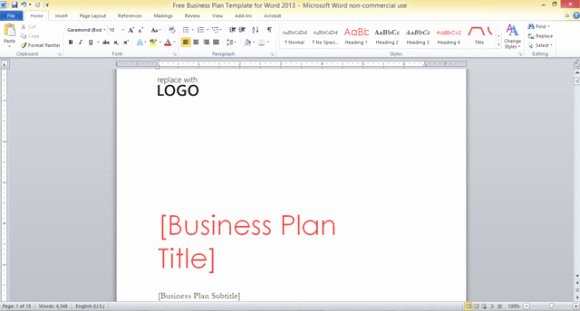 Free Business Plan Template for Word 2013