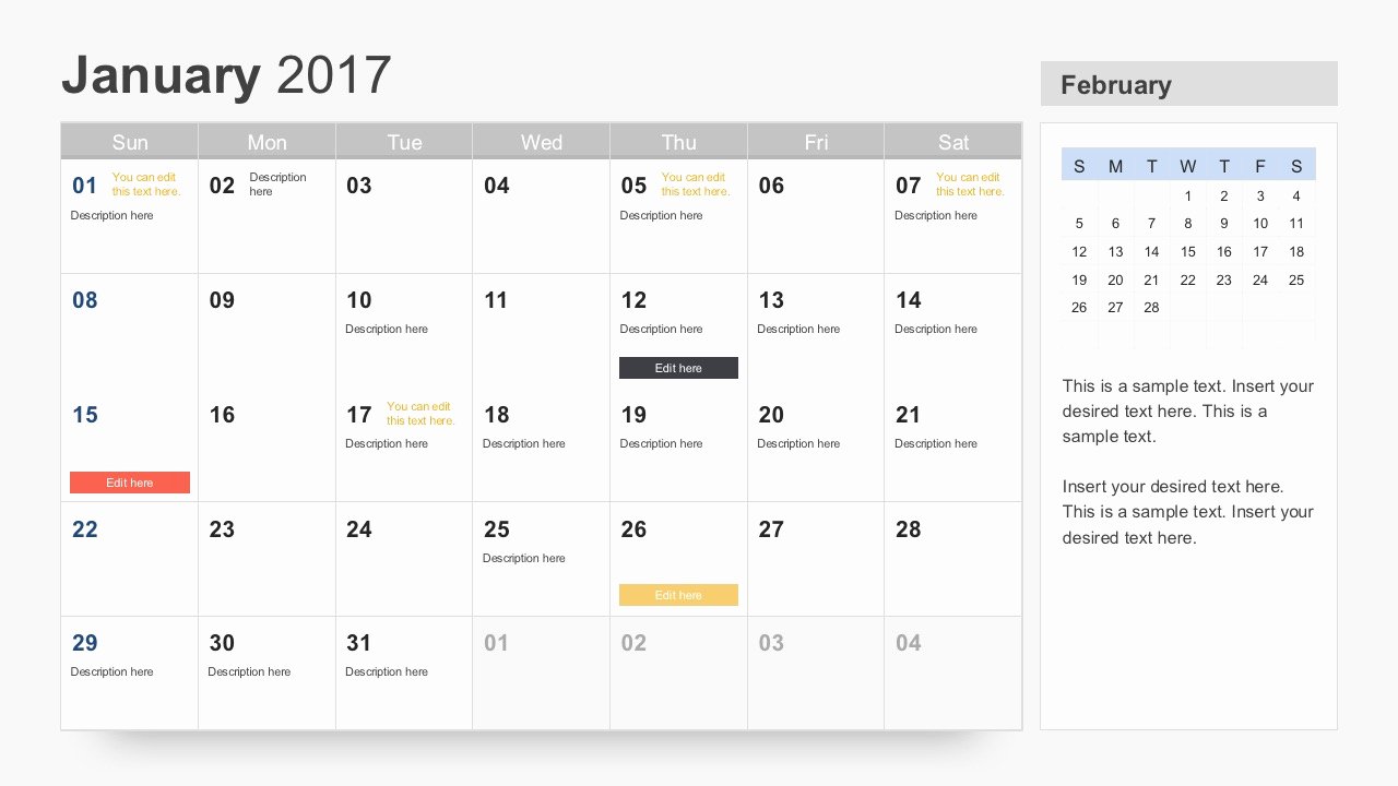 Free Calendar 2017 Template for Powerpoint