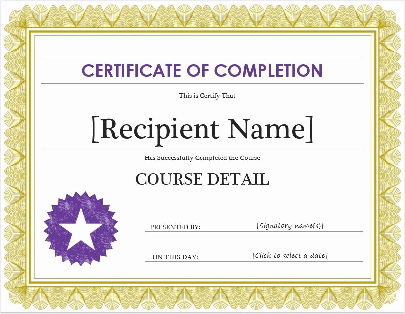 free certificate of pletion template