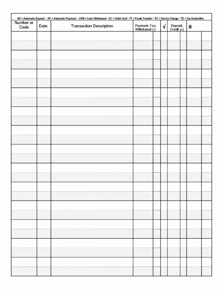 Free Check Register Template Excel