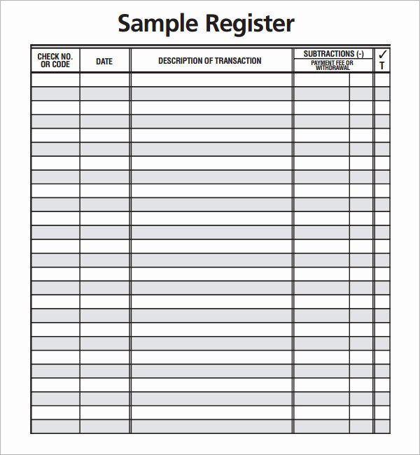 Free Checkbook Register