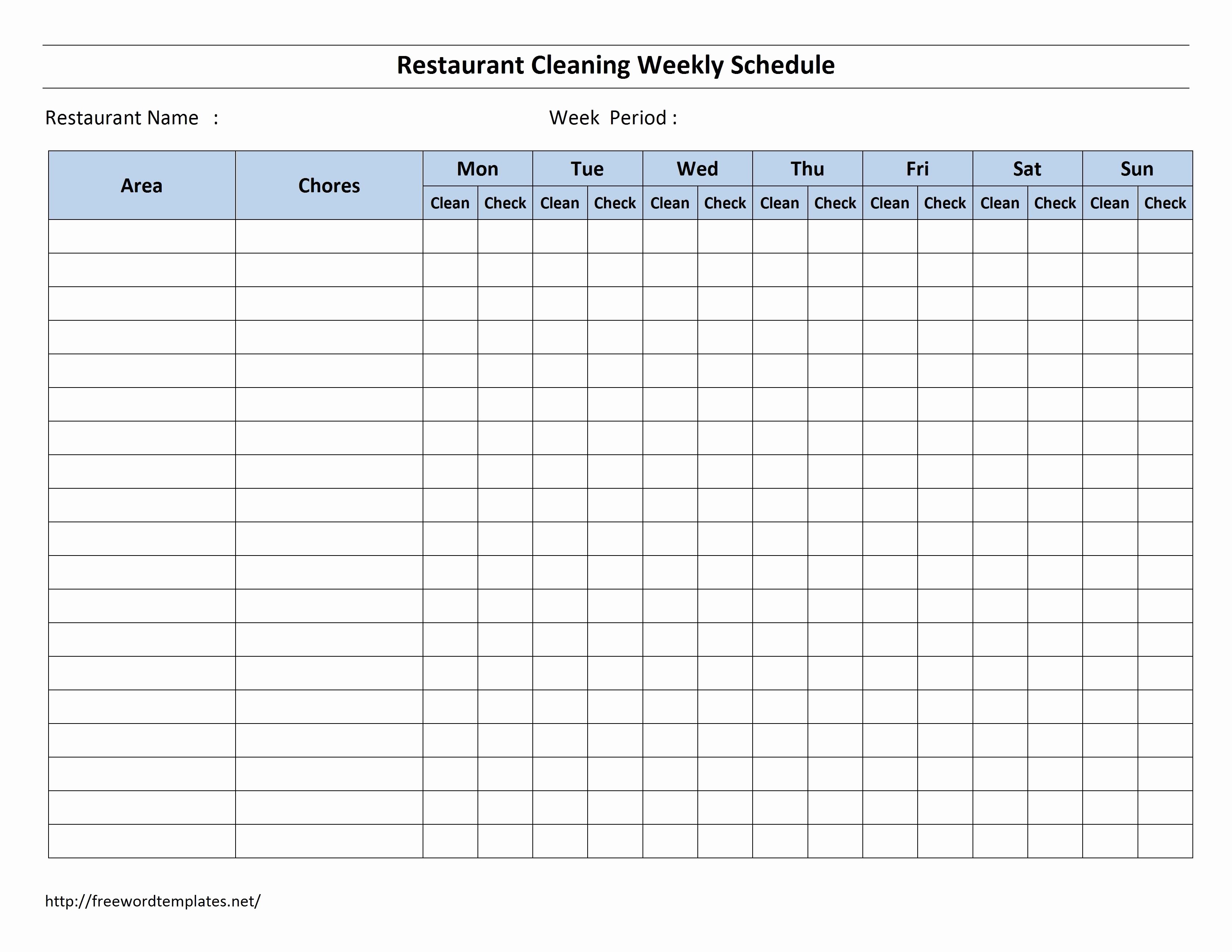 Free Cleaning Schedule forms