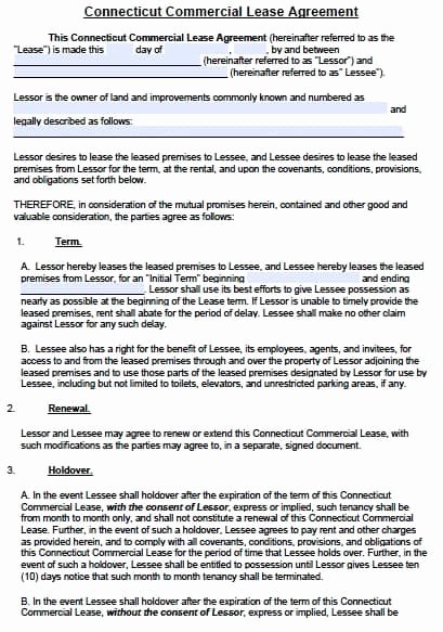 Free Connecticut Mercial Lease Agreement Template – Pdf