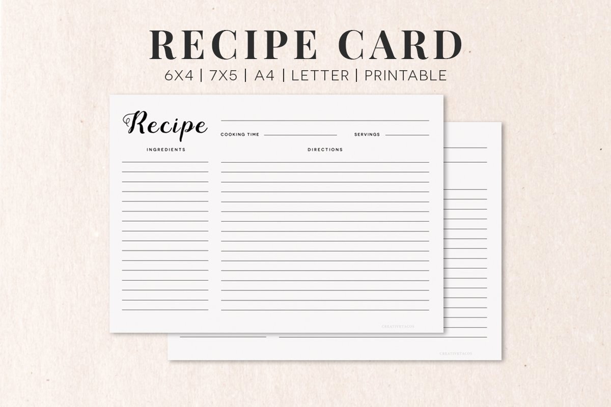 Free Cooking Recipe Card Template Rc1 Creativetacos