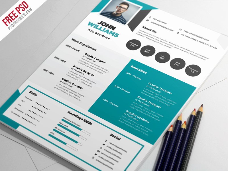 Free Creative Resume Template Psd Free Psd