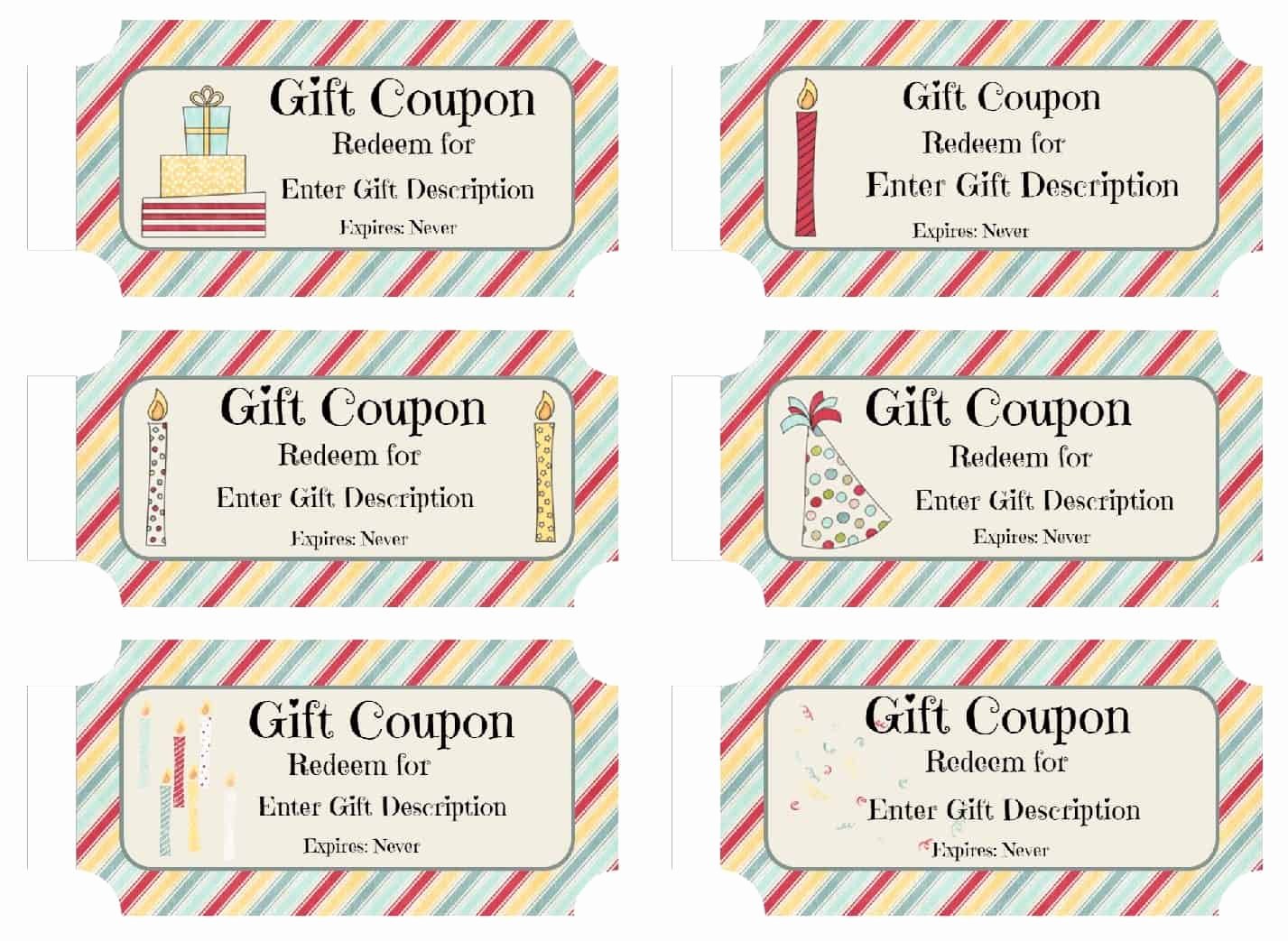 Free Custom Birthday Coupons Customize Line &amp; Print at