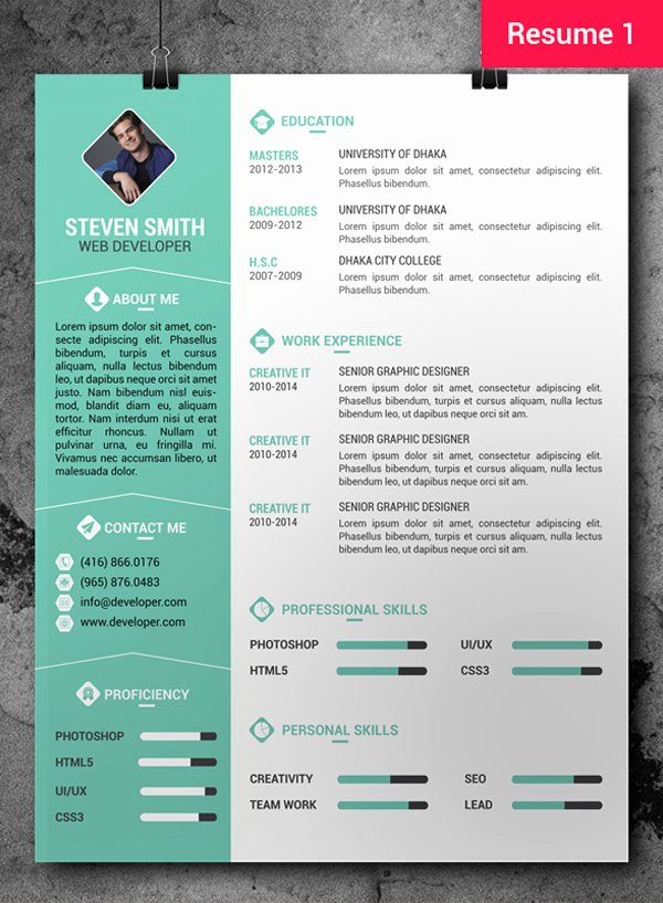 free cv resume psd templates