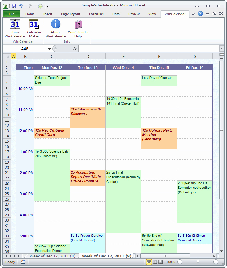 Free Daily Calendar Samples &amp; Templates