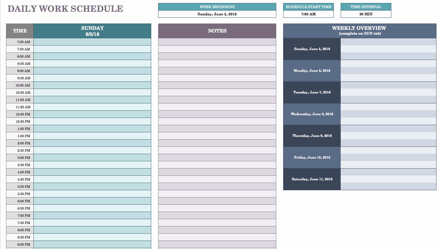 Free Daily Schedule Templates for Excel Smartsheet