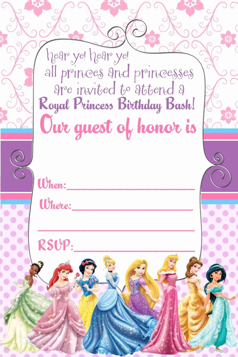 Free Disney Princess Invitation and Thank You Card