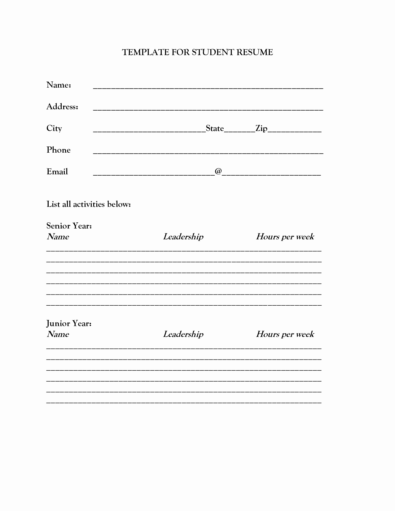 Free Download Microsoft Words Blank Resume Templates for
