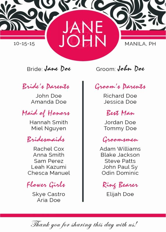 Free Downloadable Wedding Program Template that Can Be
