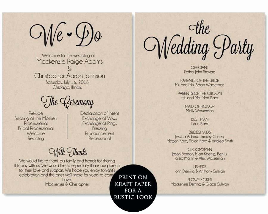 Free Downloadable Wedding Program Templates Template