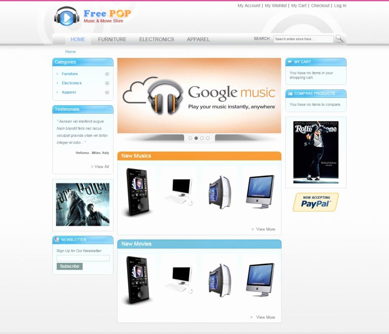 free e merce website template