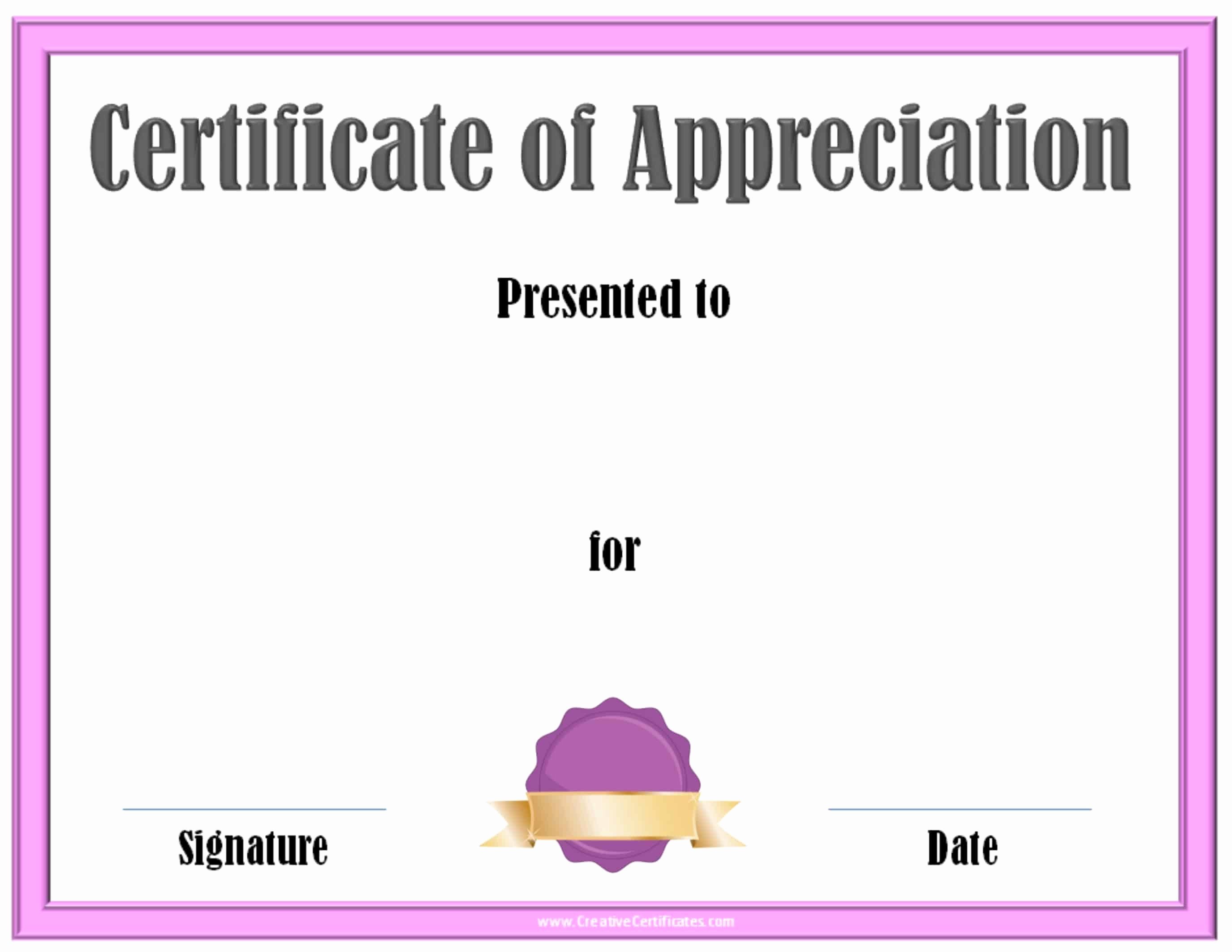 Free Editable Certificate Of Appreciation