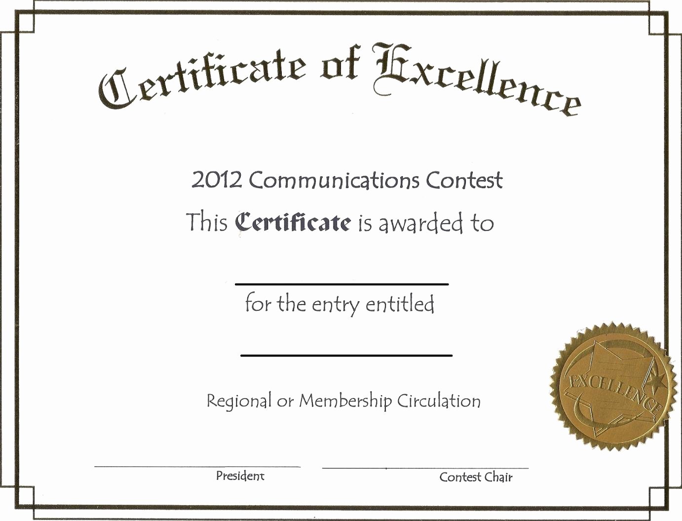 Free Editable Certificate Of Excellence Template Example
