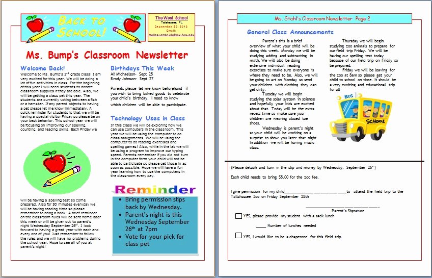 Free Editable Newsletter Templates for Teachers