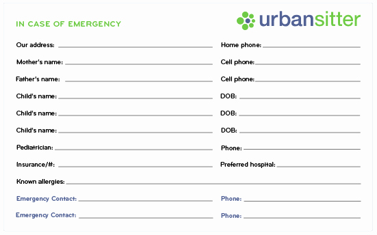 Free Emergency Contact Card Template