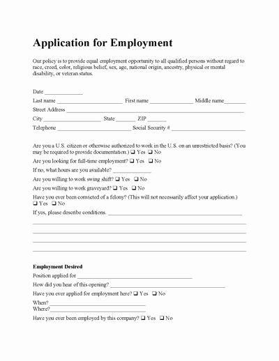 Free Employee Application form