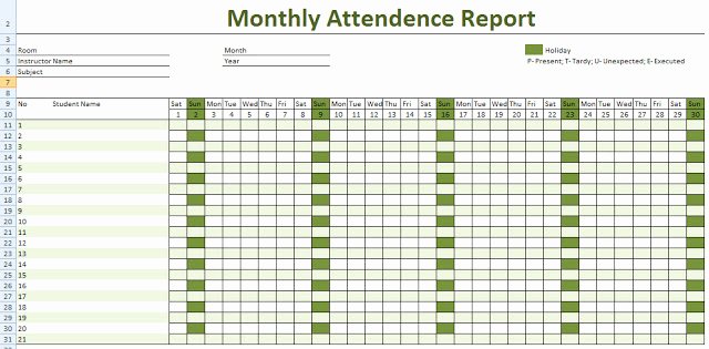 Free Employee attendance Calendar