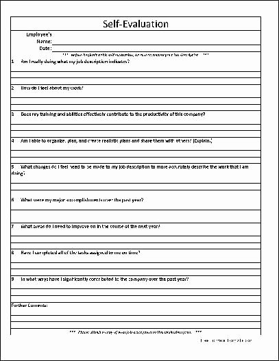 Free Employee Self Evaluation Template forms Google