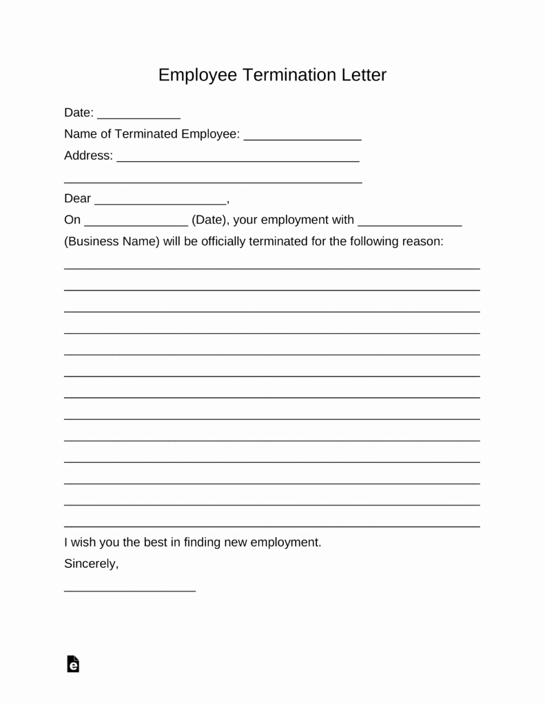 Free Employee Termination Letter Template Pdf