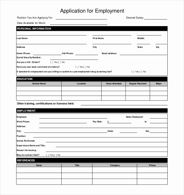 Free Employment Application Pdf