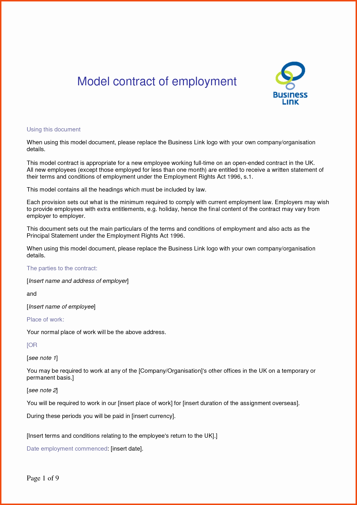 Free Employment Contract Portablegasgrillweber