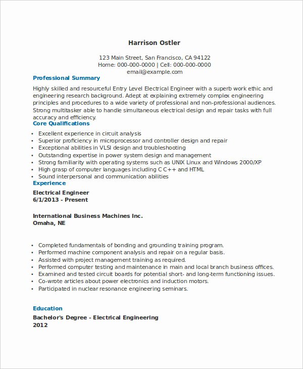 free engineering resume