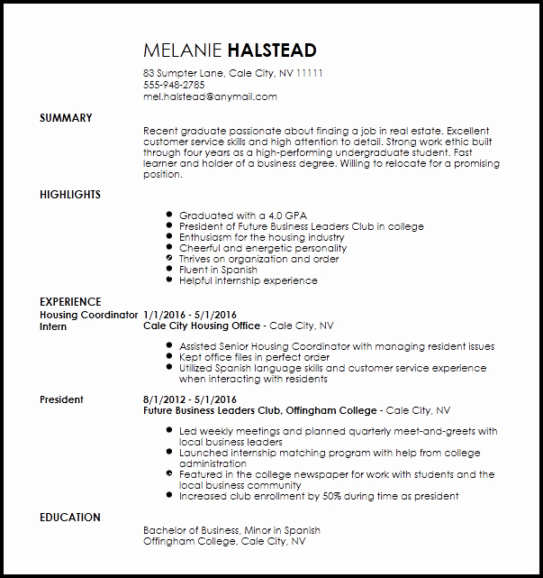 Free Entry Level Apartment Leasing Consultant Resume