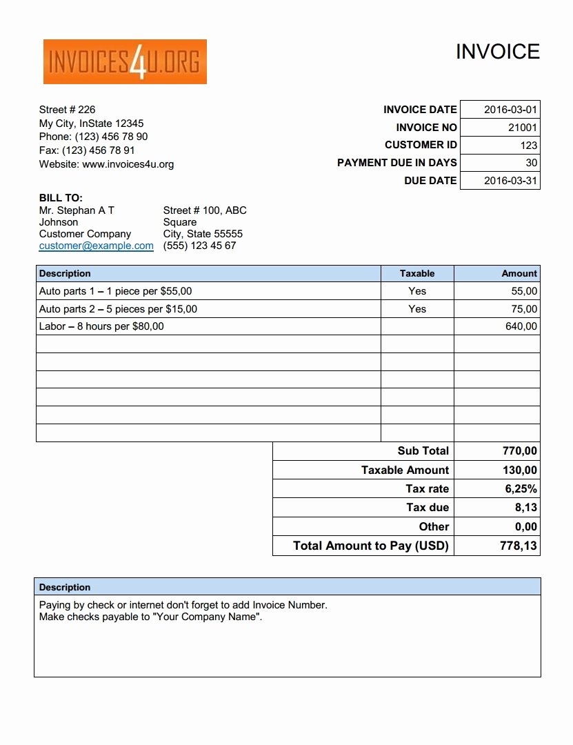 Free Excel Invoice Template Download Invoice Template Ideas