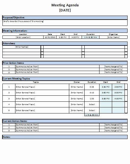 Free Excel Meeting Agenda Template Download