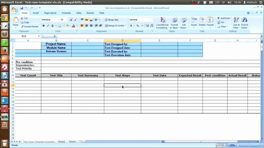 Free Excel Test Plan Template Case Sample format Document