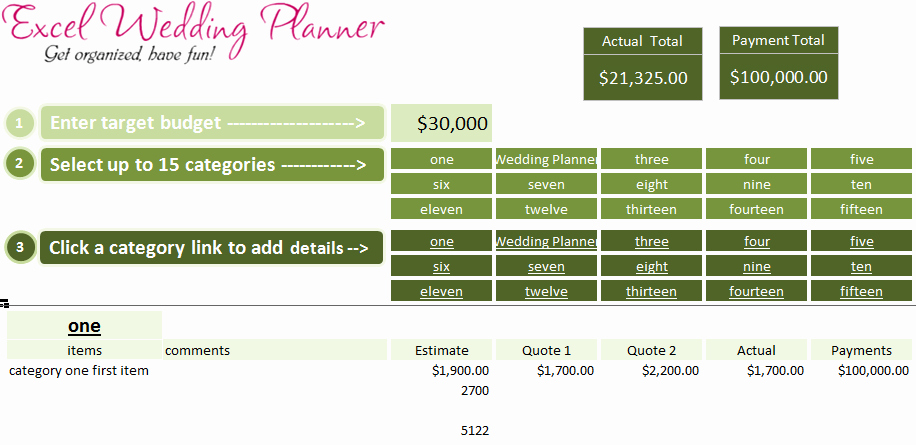 Free Excel Wedding Planner Template Download today