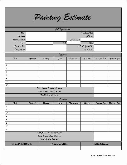 F1780 Fancy Numbered Row Painting Estimate Form