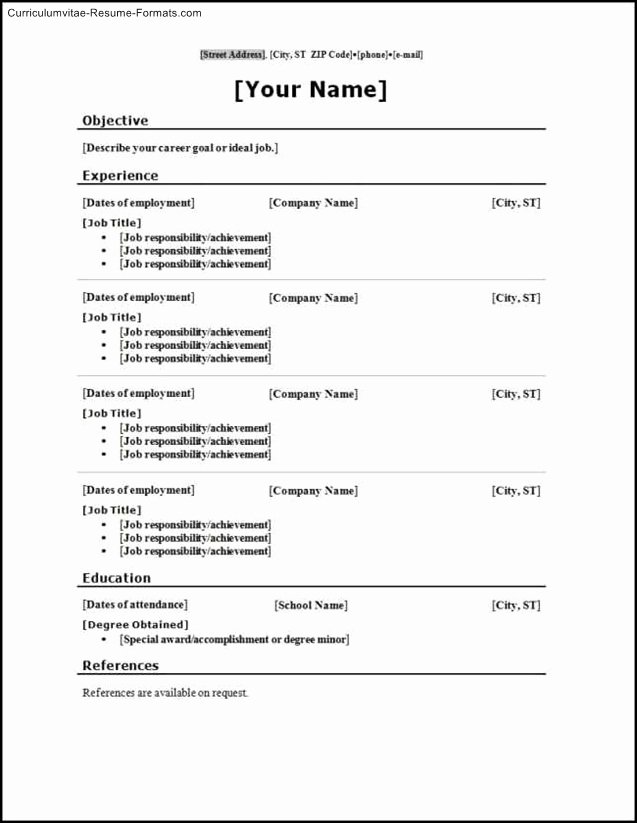 Free Fill In Resume Templates Free Samples Examples