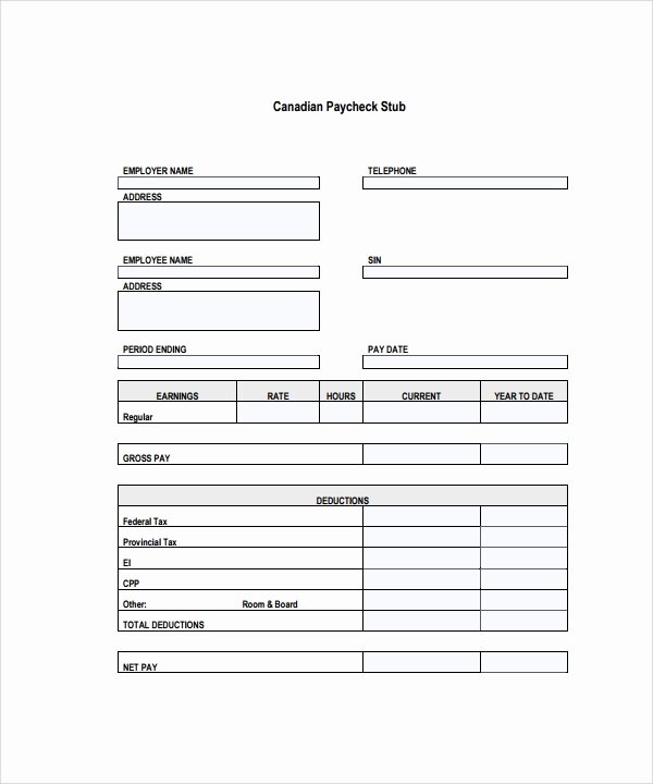 Free Fillable Pay Stub Template
