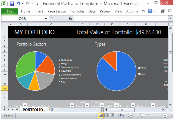 Free Financial Portfolio Template for Microsoft Excel 2013