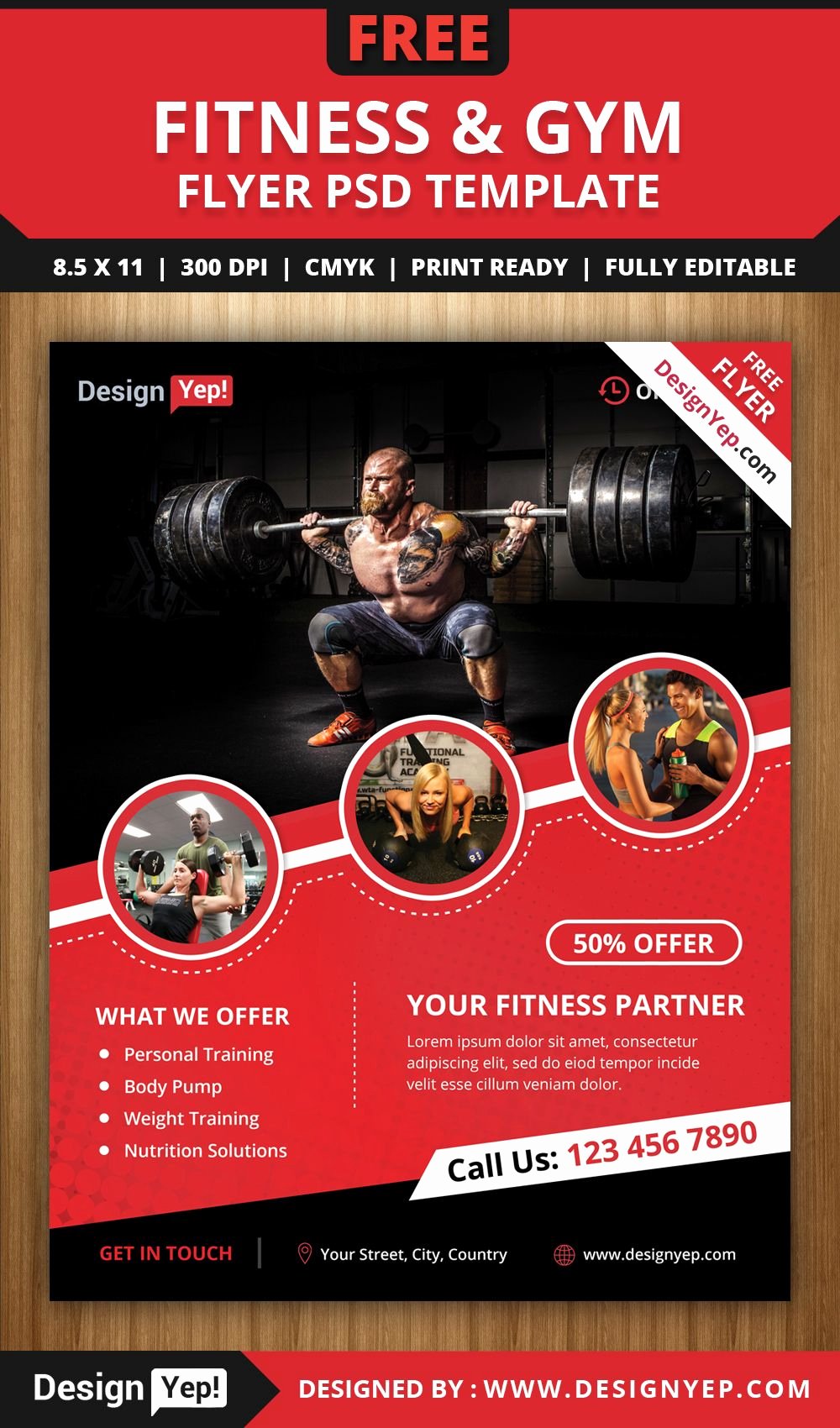 Free Fitness &amp; Gym Flyer Psd Template