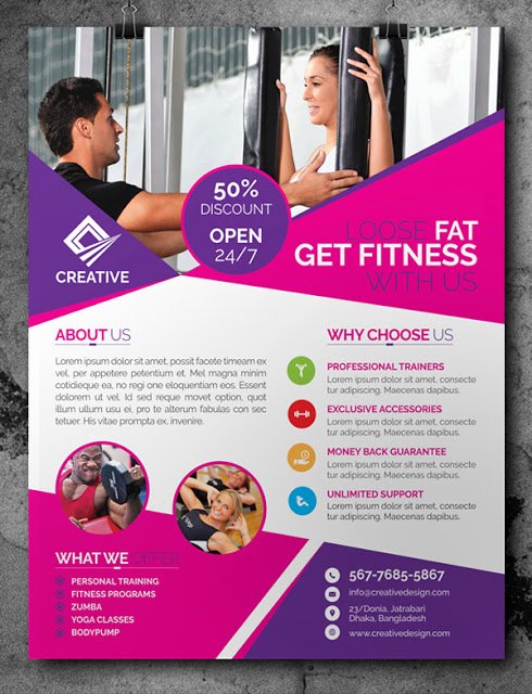 free fitnessgym flyer template psd