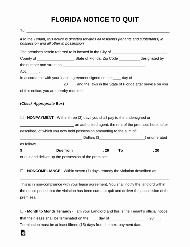 Free Florida Eviction Notice forms