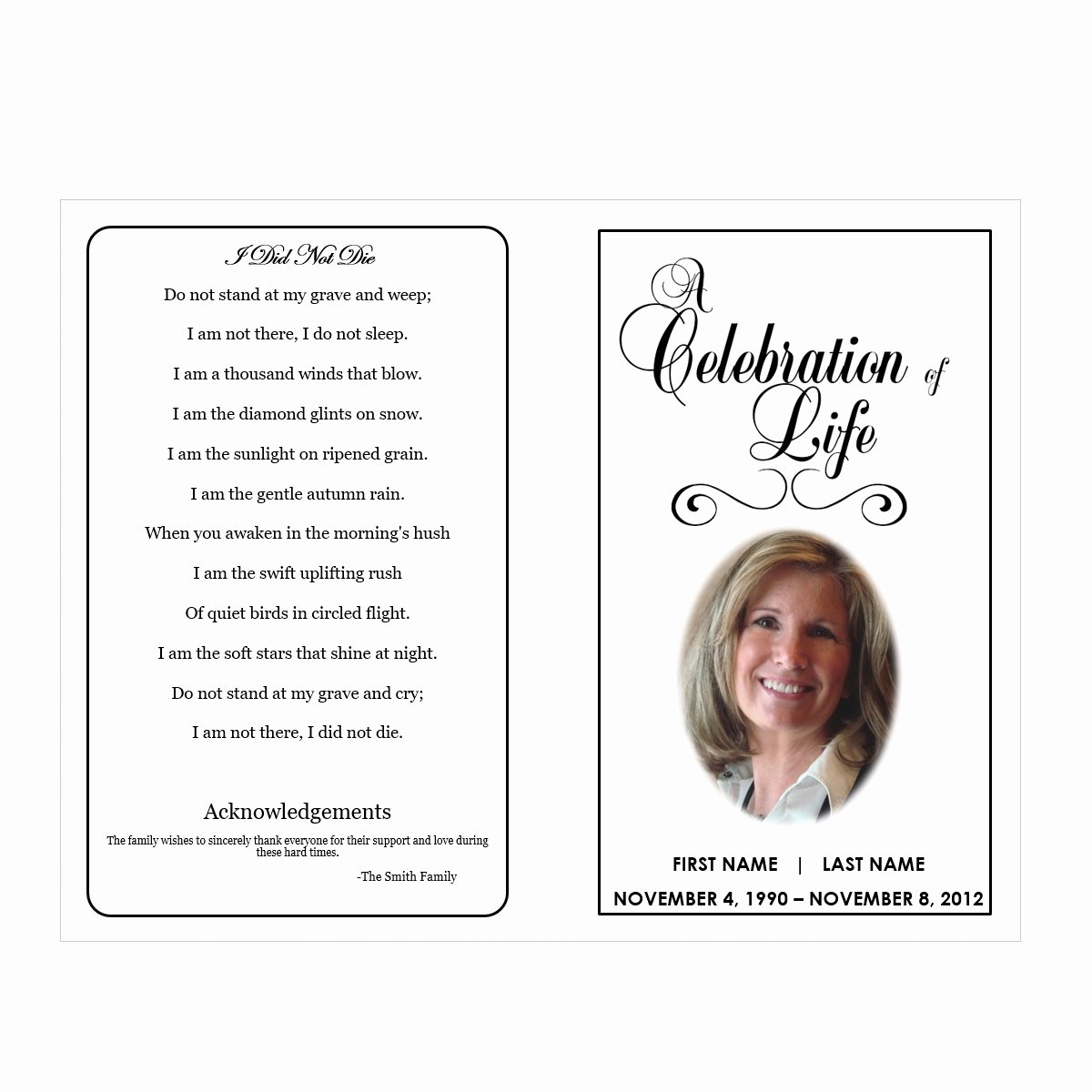 free funeral program template