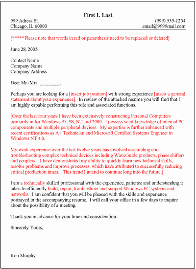 Free General Cover Letter Template