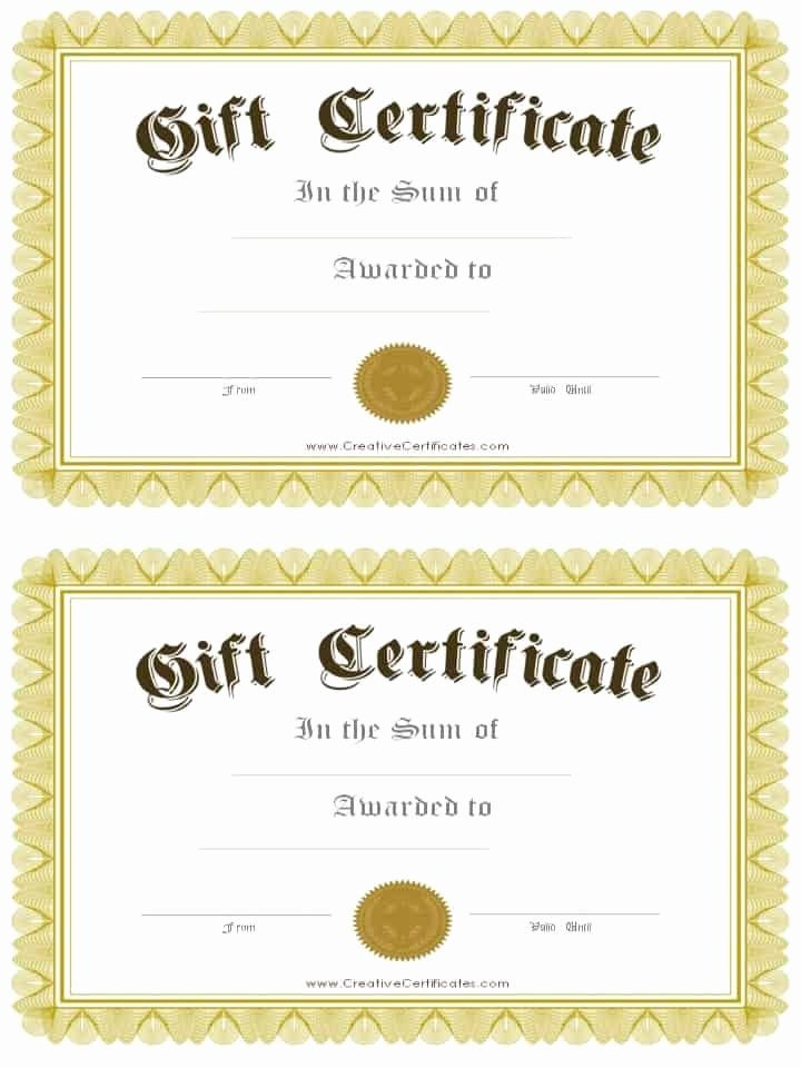 Free Gift Certificate Template Customizable