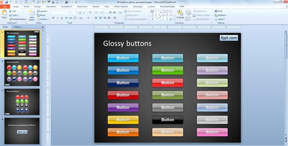 Free Glossy buttons Template for Powerpoint