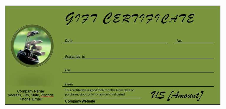 Free Golf Gift Certificates Template