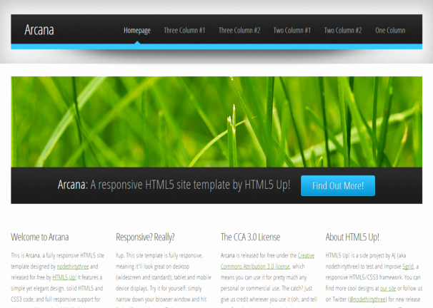 Free HTML5 Css3 HTML5 Template Arcana Responsive