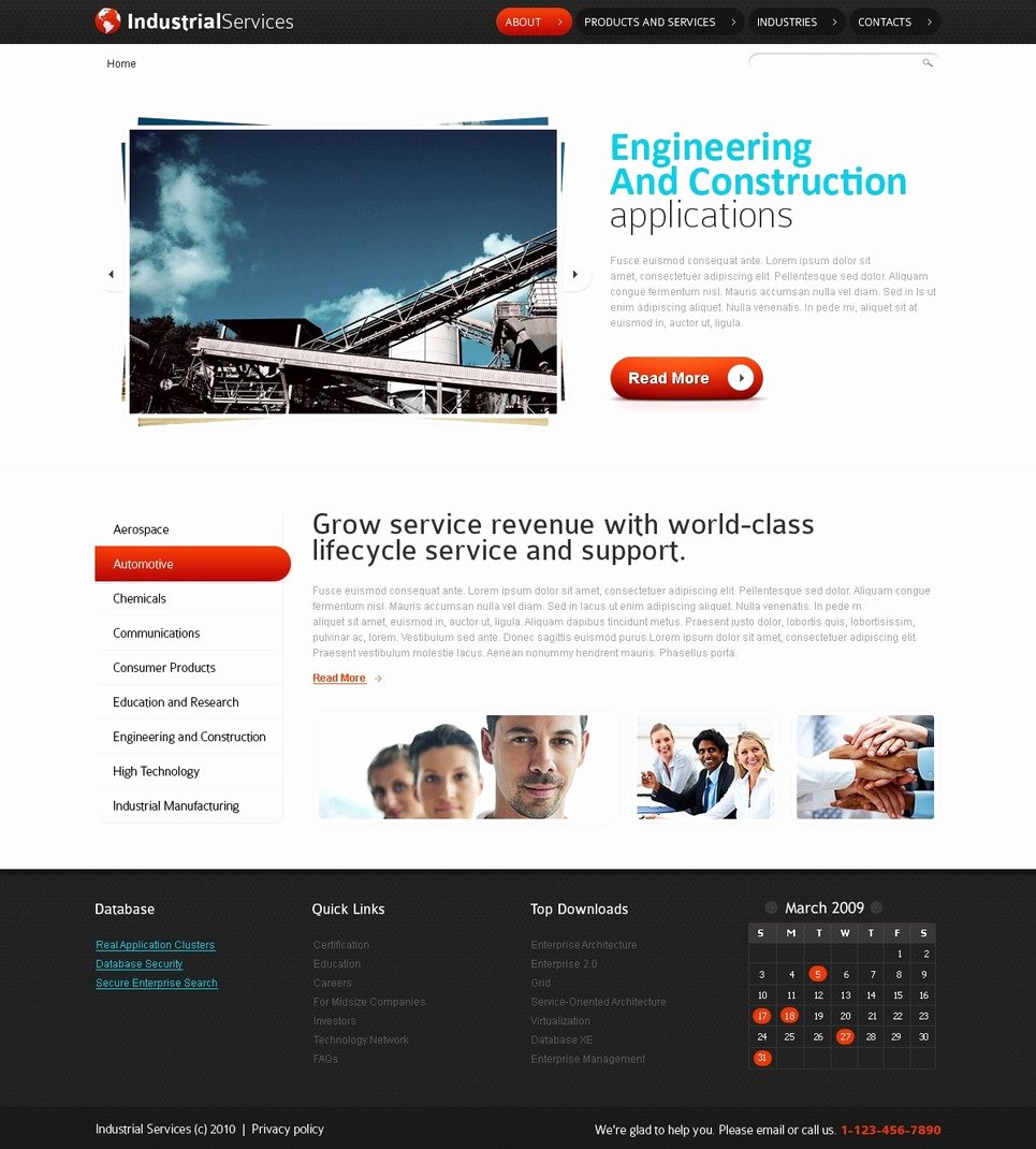 Free HTML5 Website Template Industrial Services