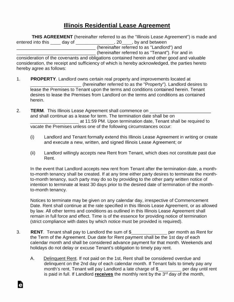 Free Illinois Standard Residential Lease Agreement