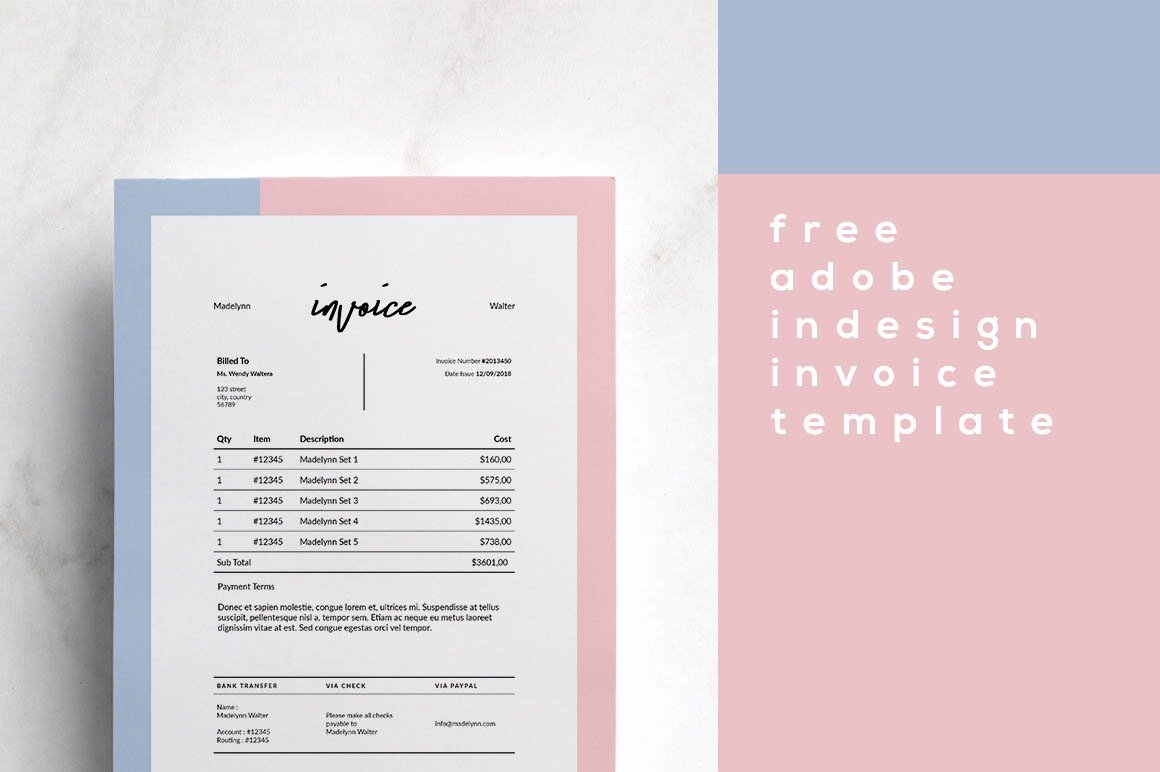 free indesign invoice template